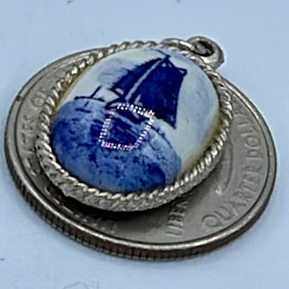 Vintage Delft blue sailing ship pendant* - Picture 7 of 9